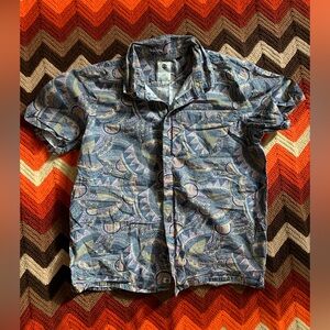 Element Men's Patterned Button Down Shirt - Blue and Gray